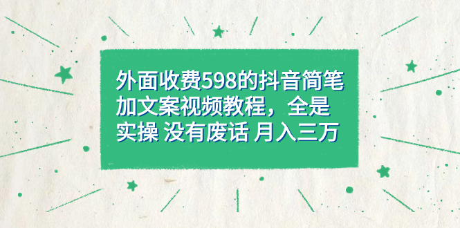外面收费598抖音简笔加文案教程，全是实操 没有废话 月入三万（教程+资料）-云深网创社