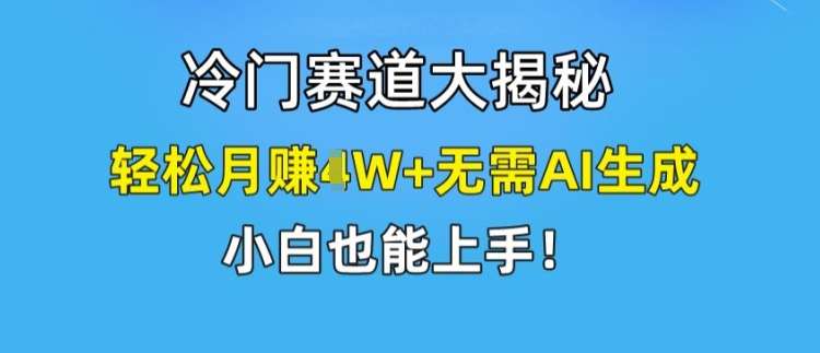 冷门赛道大揭秘，轻松月赚1W+无需AI生成，小白也能上手【揭秘】-云深网创社