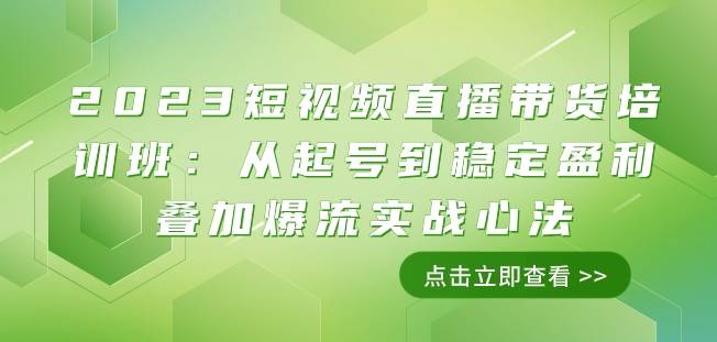 2023短视频直播带货培训班：从起号到稳定盈利叠加爆流实战心法（11节课）-云深网创社