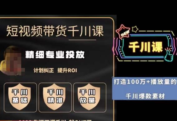 短视频带货-千川专业投放课，​精细化专业投放，计划纠正，提升ROI-云深网创社