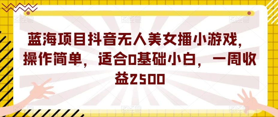 蓝海项目抖音无人美女播小游戏，操作简单，适合0基础小白，一周收益2500【揭秘】-云深网创社
