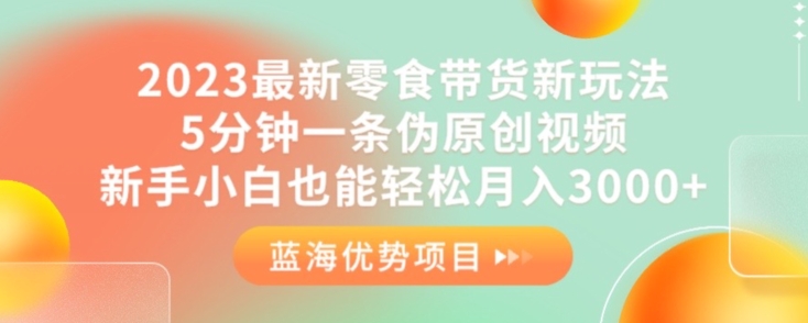 2023最新零食带货新玩法，5分钟一条伪原创视频，新手小白也能轻松月入3000+【揭秘】-云深网创社