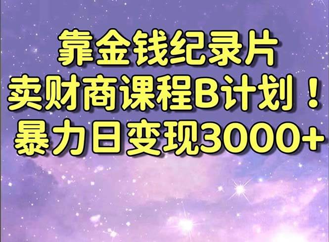 （8944期）靠金钱纪录片卖财商课程B计划！暴力日变现3000+，喂饭式干货教程！-云深网创社