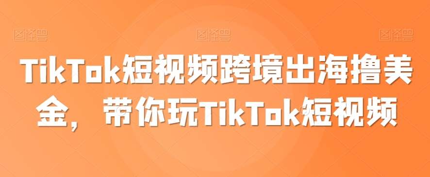 TikTok短视频跨境出海撸美金，带你玩TikTok短视频-云深网创社