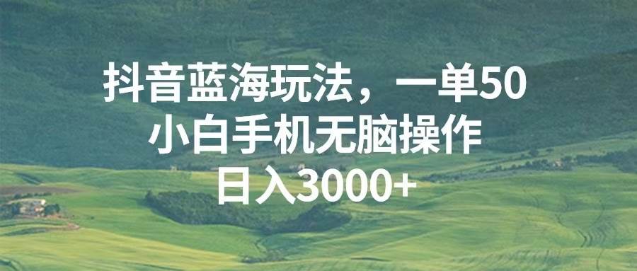 （13353期）抖音蓝海玩法，一单50，小白手机无脑操作，日入3000+-云深网创社