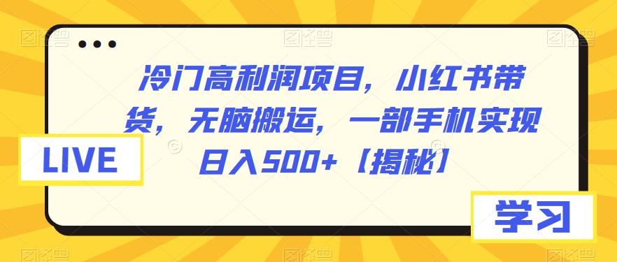 冷门高利润项目，小红书带货，无脑搬运，一部手机实现日入500+【揭秘】-云深网创社