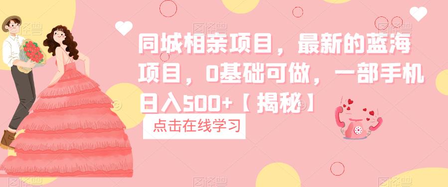 同城相亲项目，最新的蓝海项目，0基础可做，一部手机日入500+【揭秘】-云深网创社