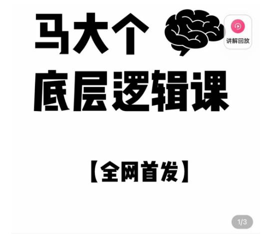 马大个·底层逻辑课，51节底层逻辑智慧课-价值1980元-云深网创社