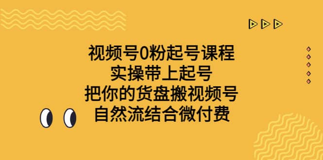 视频号0粉起号课程 实操带上起号 把你的货盘搬视频号 自然流结合微付费-云深网创社