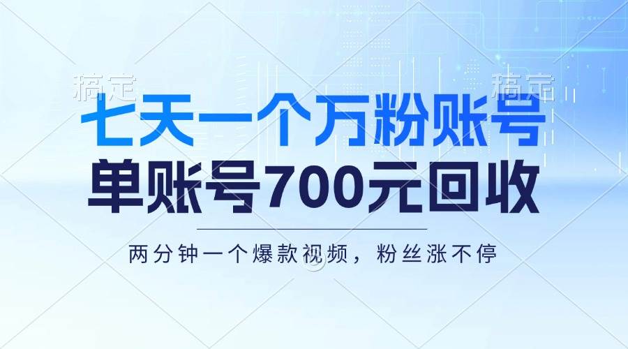（13062期）七天一个万粉账号，新手小白秒上手，单账号回收700元，轻松月入三万＋-云深网创社