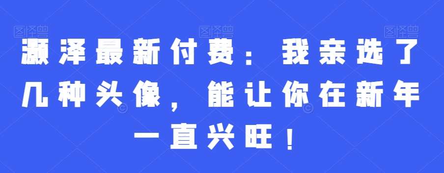 灏泽最新付费：我亲选了几种头像，能让你在新年一直兴旺！-云深网创社