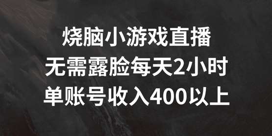 烧脑小游戏直播，无需露脸每天2小时，单账号日入400+【揭秘】-云深网创社