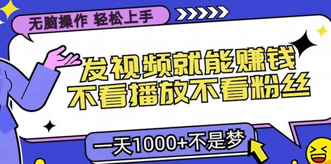 （13283期）无脑操作，只要发视频就能赚钱？不看播放不看粉丝，小白轻松上手，一天…-云深网创社