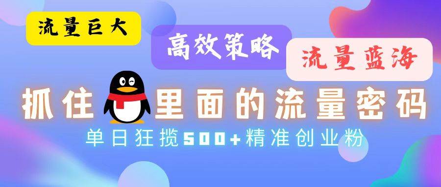 （13068期）流量蓝海，抓住QQ里面的流量密码！高效策略，单日狂揽500+精准创业粉-云深网创社