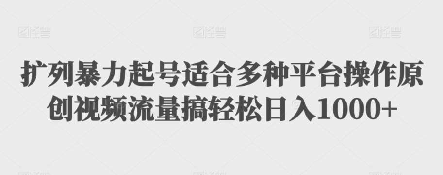 扩列暴力起号适合多种平台操作原创视频流量搞轻松日入1000+【揭秘】-云深网创社