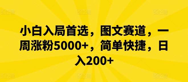 小白入局首选，图文赛道，一周涨粉5000+，简单快捷，日入200+-云深网创社