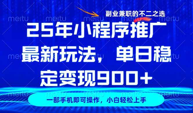 （14550期）25年小程序推广最新玩法，稳定日入900+，副业兼职的不二之选-云深网创社