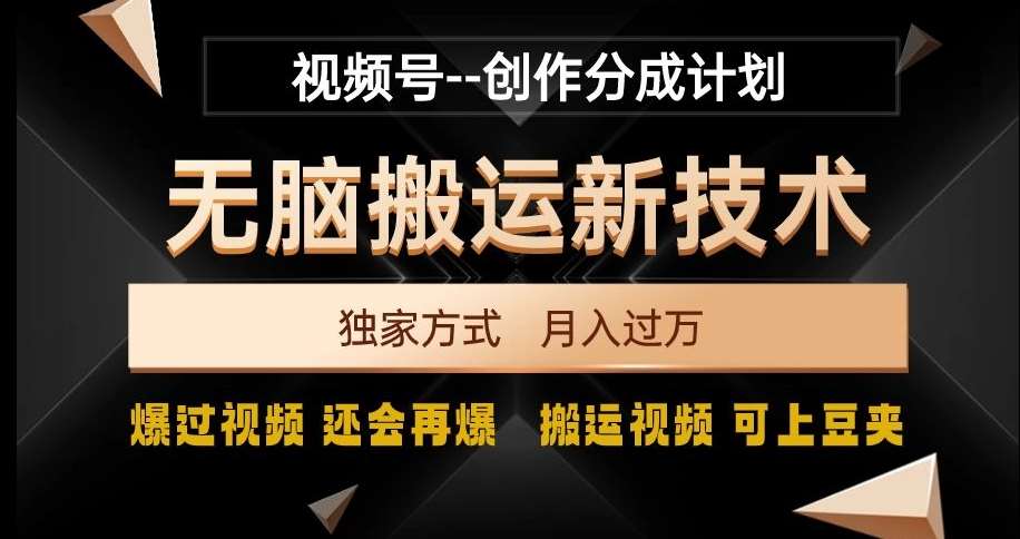 视频号无脑搬运新技术，破原创壕流量，独家方式，爆过视频，还会再爆【揭秘】-云深网创社