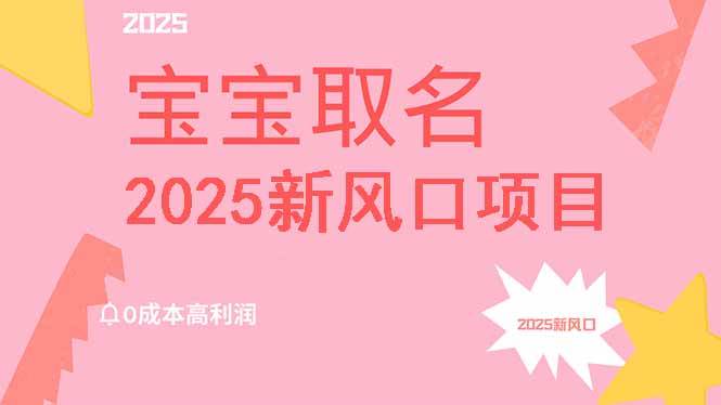 （14593期）2025新风口项目宝宝取名，0成本高利润，附保姆级教程，月入过万不是梦-云深网创社