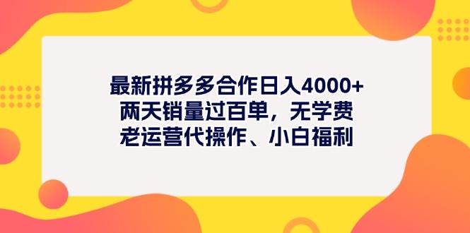 （11410期）最新拼多多项目日入4000+两天销量过百单，无学费、老运营代操作、小白福利-云深网创社