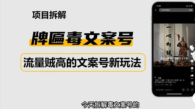2023抖音快手毒文案新玩法，牌匾文案号，起号快易变现-云深网创社