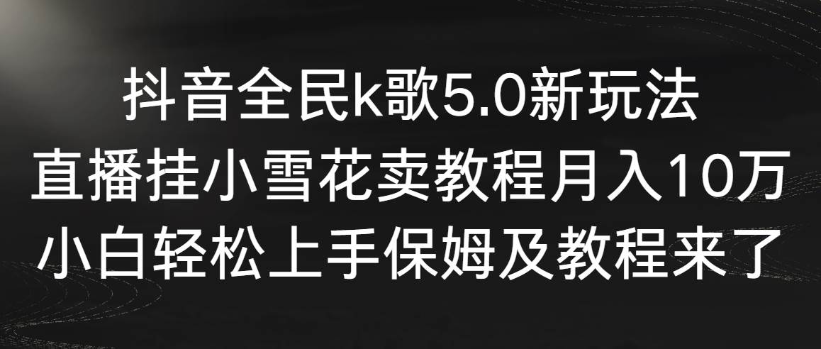 （9021期）抖音全民k歌5.0新玩法，直播挂小雪花卖教程月入10万，小白轻松上手，保…-云深网创社