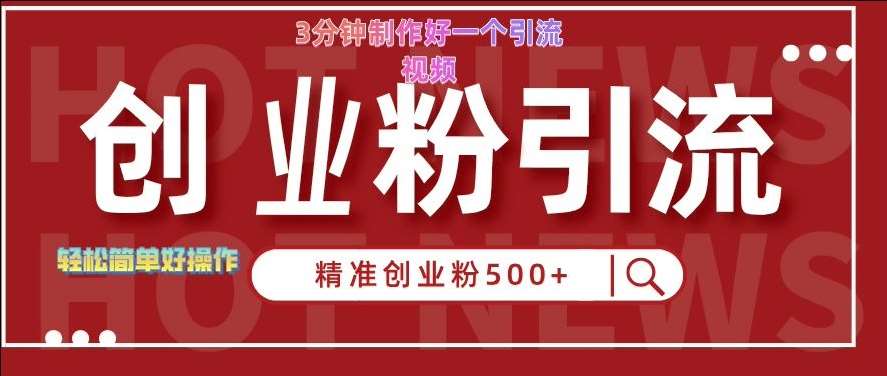 快手被动引流创业粉500+的玩法，3分钟制作好一个引流视频，轻松简单好操作【揭秘】-云深网创社