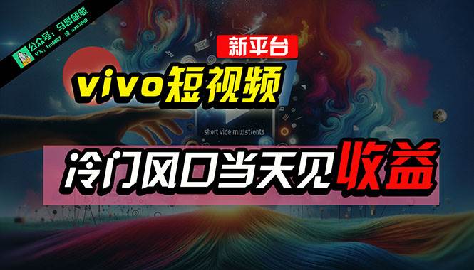 （10390期）全新平台vivo短视频，新风口AI混剪无脑搬运，冷门风口当天见收益，7天…-云深网创社
