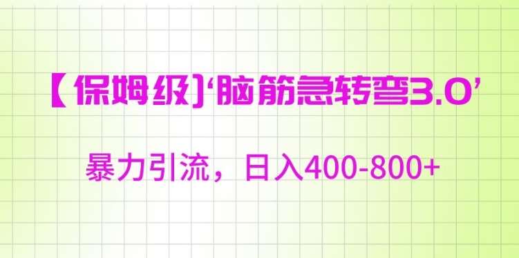 保姆级脑筋急转弯3.0，暴力引流，日入400-800+【揭秘】-云深网创社