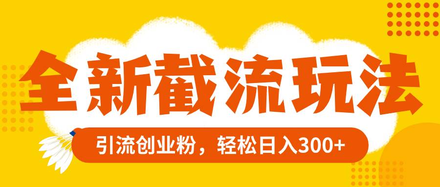 （8025期）全新截流玩法，精准引流创业粉，轻松日入300+-云深网创社