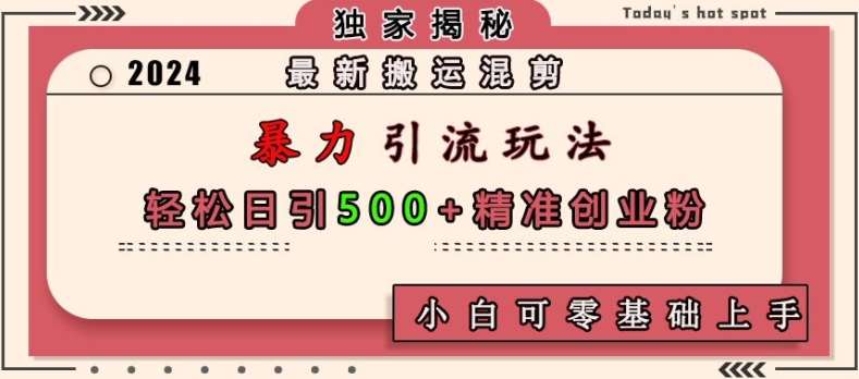 最新搬运混剪暴力引流玩法，轻松日引500+精准创业粉，小白可零基础上手-云深网创社