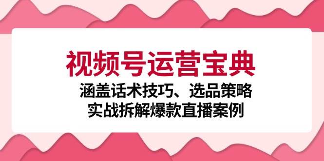 （12808期）视频号运营宝典：涵盖话术技巧、选品策略、实战拆解爆款直播案例-云深网创社