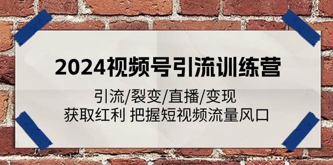 （11337期）2024视频号引流训练营：引流/裂变/直播/变现 获取红利 把握短视频流量风口-云深网创社