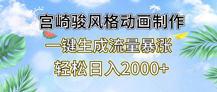 （13386期）宫崎骏风格动画制作，一键生成流量暴涨，轻松日入2000+-云深网创社