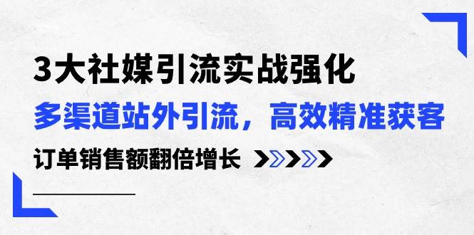 （10563期）3大社媒引流实操强化，多渠道站外引流/高效精准获客/订单销售额翻倍增长-云深网创社