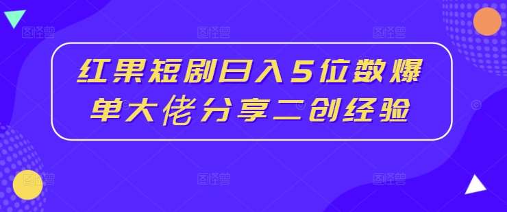 红果短剧日入5位数爆单大佬分享二创经验-云深网创社