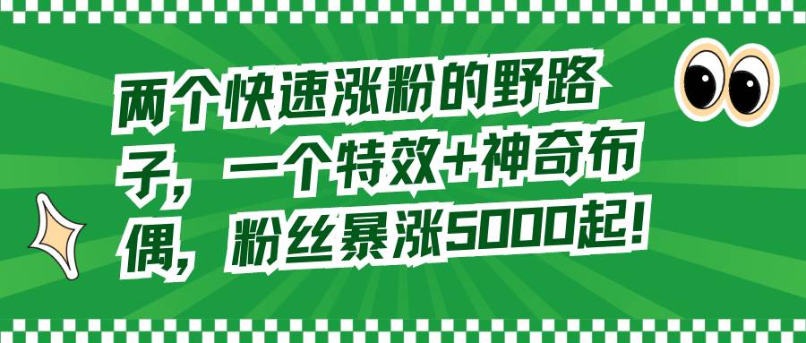 （8606期）两个快速涨粉的野路子，一个特效+神奇布偶，粉丝暴涨5000起！-云深网创社