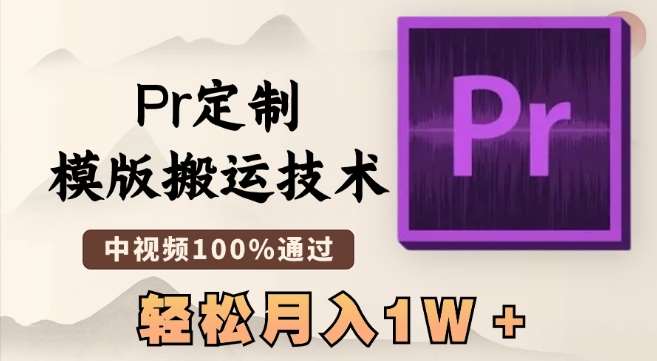 最新Pr定制模版搬运技术，中视频100%通过，几分钟一条视频，轻松月入1W＋【揭秘】-云深网创社
