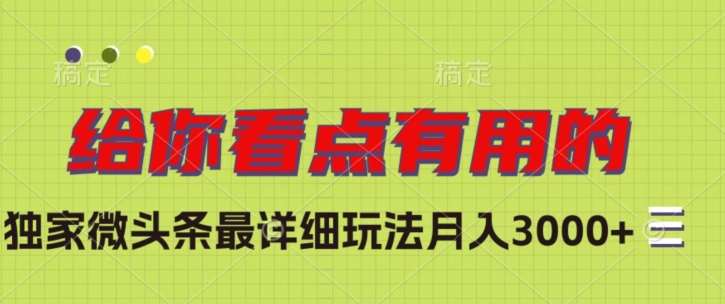 独家微头条最详细玩法，月入3000+【揭秘】-云深网创社