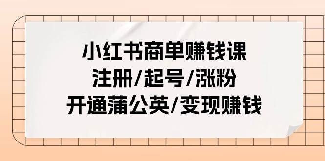 （11130期）小红书商单赚钱课：注册/起号/涨粉/开通蒲公英/变现赚钱（25节课）-云深网创社