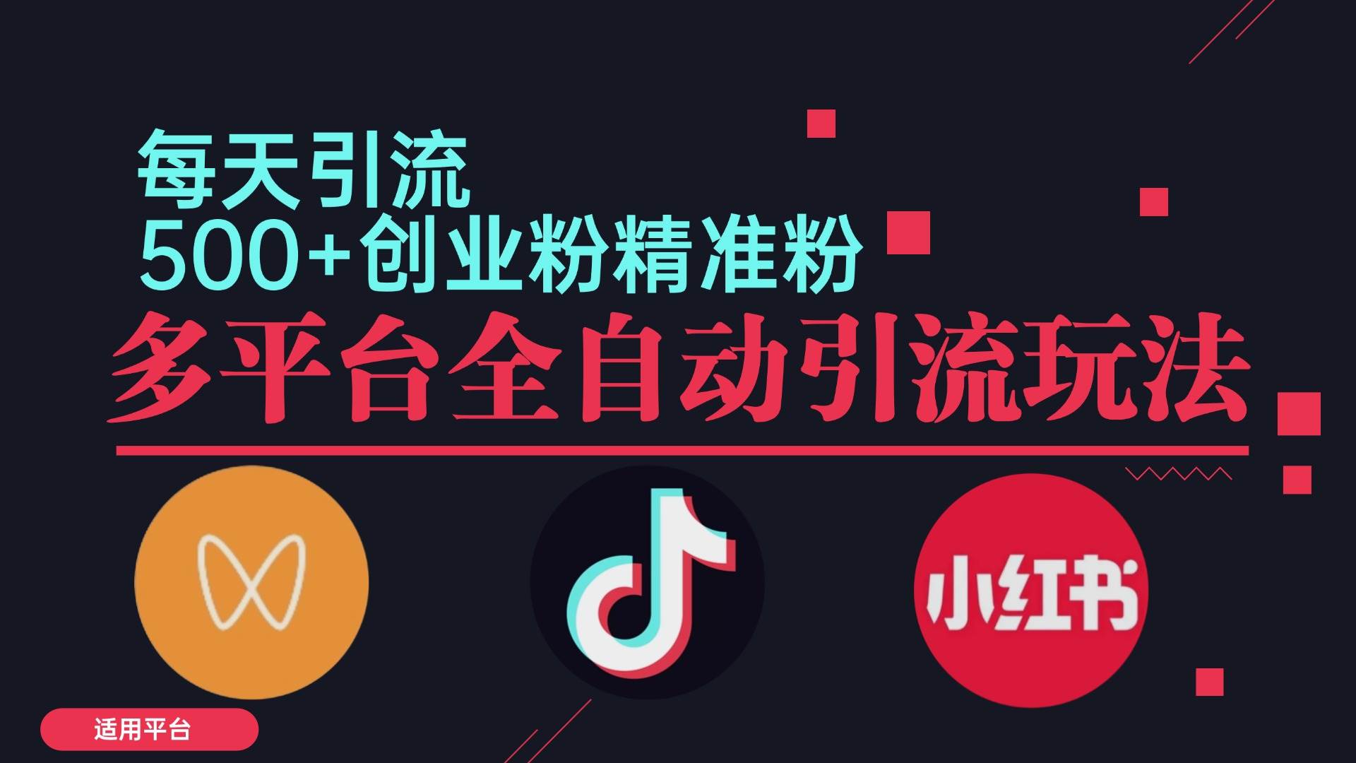 （12765期）小红书抖音视频号截流自热全平台引流打法，全自动引流【日引2000+精准…-云深网创社