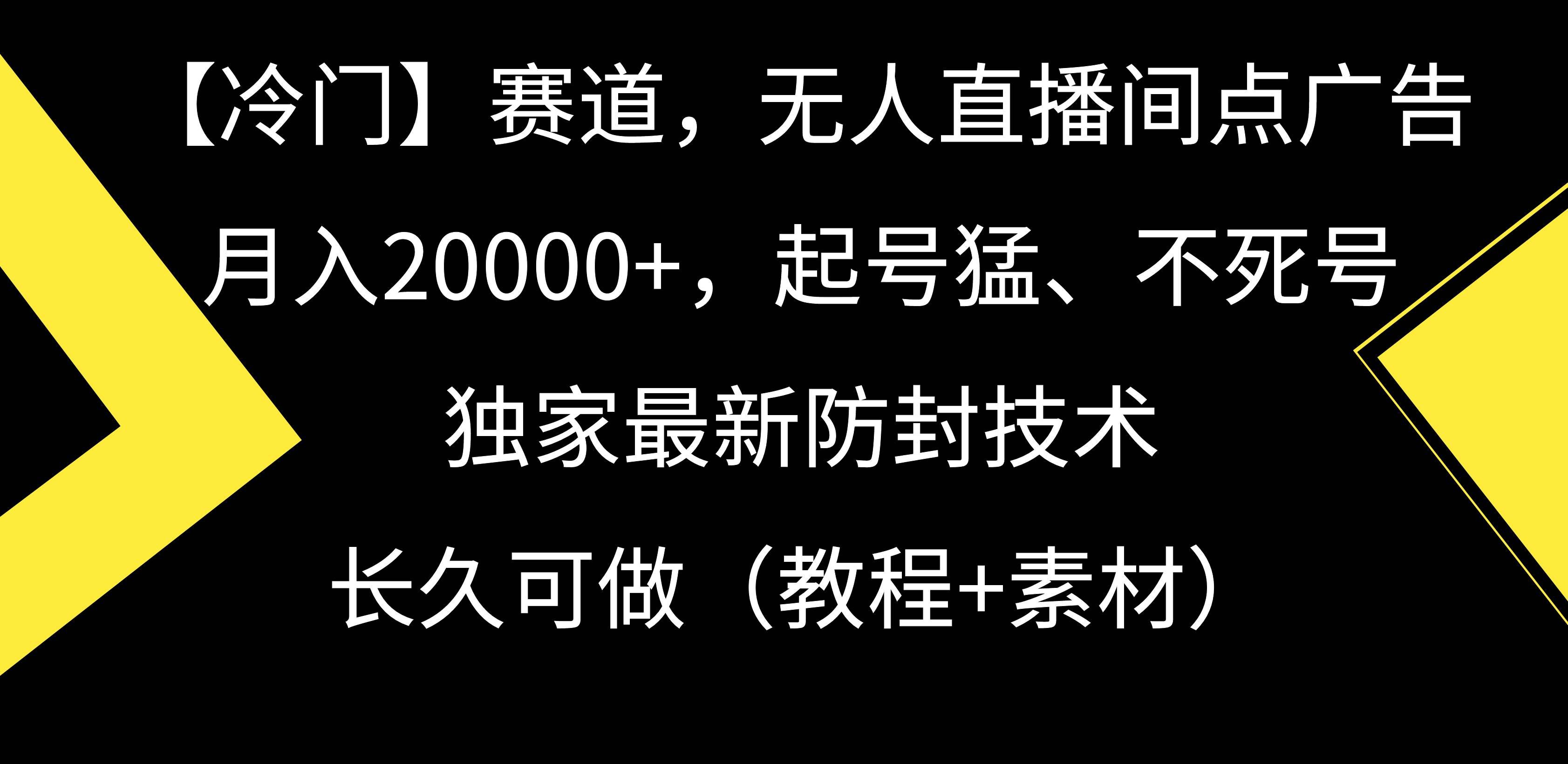 （9101期）【冷门】赛道，无人直播间点广告，月入20000+，起号猛、不死号，独家最…-云深网创社