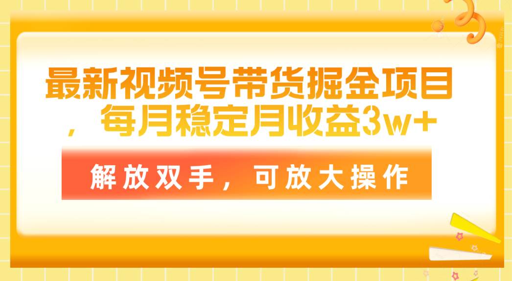 （11010期）最新视频号带货掘金项目，每月稳定月收益3w+，解放双手，可放大操作-云深网创社