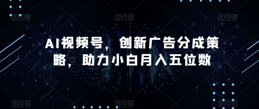AI视频号，创新广告分成策略，助力小白月入五位数【揭秘】-云深网创社