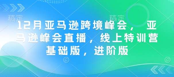 12月亚马逊跨境峰会， 亚马逊峰会直播，线上特训营基础版，进阶版-云深网创社