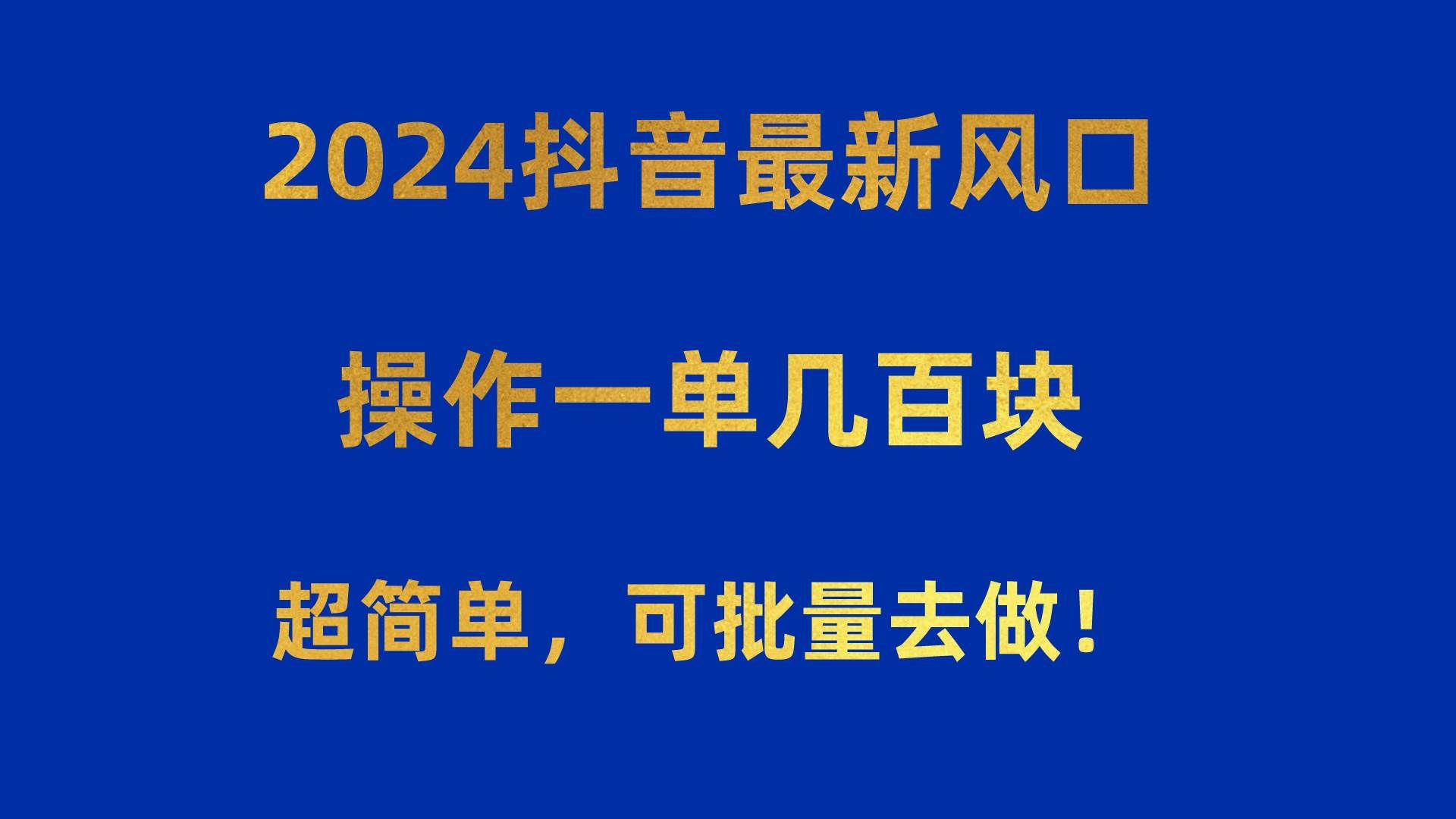 （10413期）2024抖音最新风口！操作一单几百块！超简单，可批量去做！！！-云深网创社