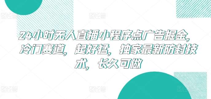 24小时无人直播小程序点广告掘金，冷门赛道，起好猛，独家最新防封技术，长久可做【揭秘】-云深网创社