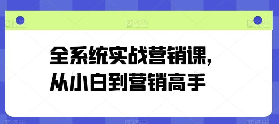 全系统实战营销课，从小白到营销高手-云深网创社