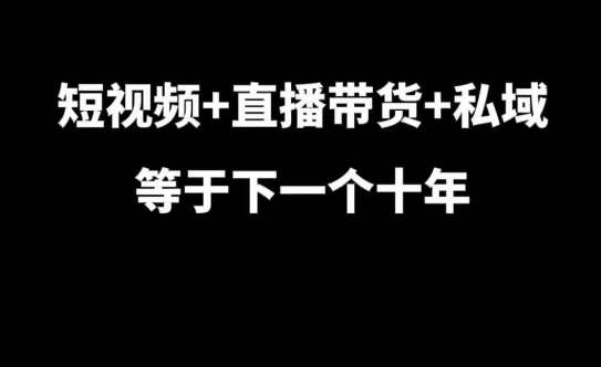 短视频+直播带货+私域等于下一个十年，大佬7年实战经验总结-云深网创社