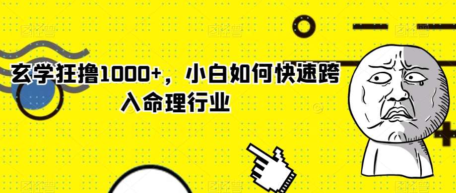 玄学狂撸1000+，小白如何快速跨入命理行业【揭秘】-云深网创社